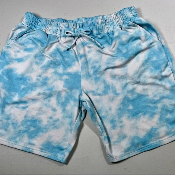 Women's Blue Tie-Dye Hoodie and Shorts Set, 2X - Picture 8 of 14